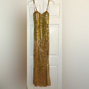 Shail K gold sequin Prom dress